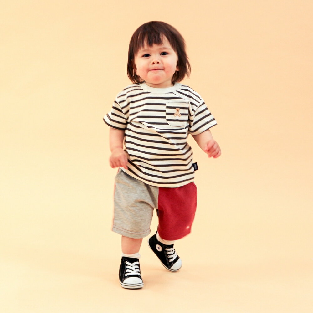 POLO BCS ボーダーロゴ刺繍 半袖Tシャツ(ブラウン×80cm)のサムネイル