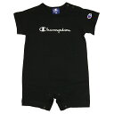 Champion チャンピオン 半袖カバーオール(ブラック×80cm)