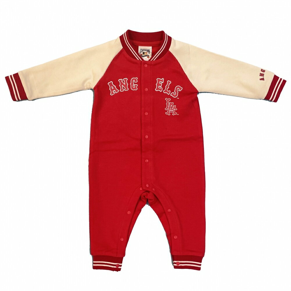 長袖ロンパース 裏毛 MLB ロサンゼルス・エンゼルス(レッド×80cm)のサムネイル