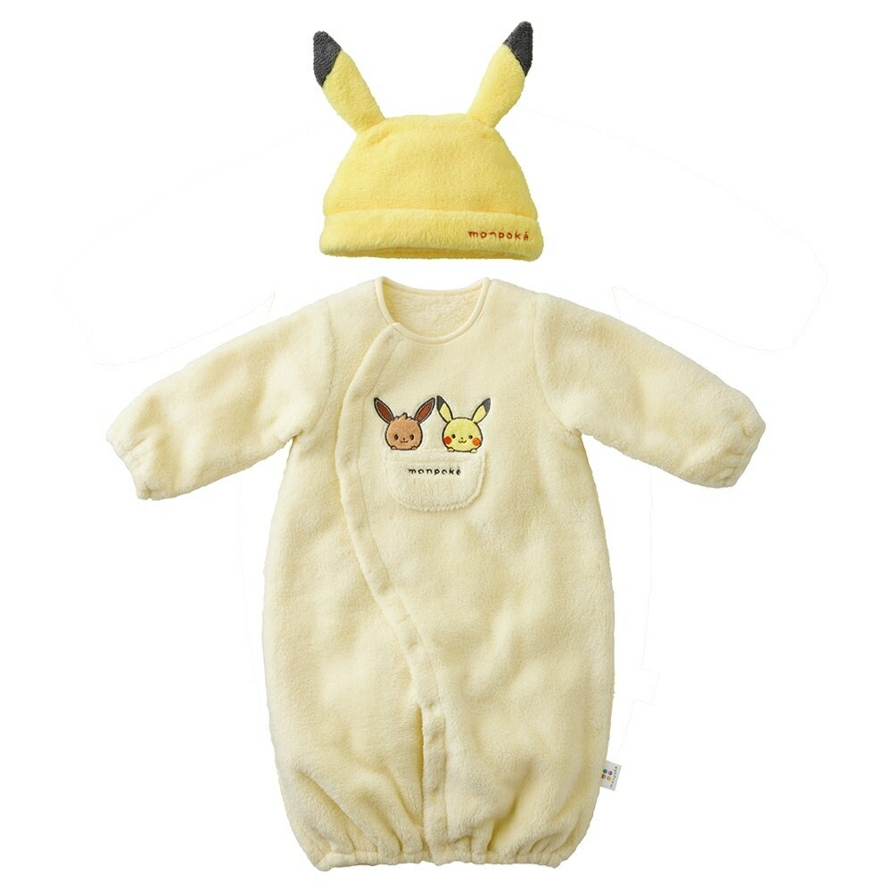 monpoke モンポケ ピカチュウ 帽子付ドレス＆長袖カバーオールのサムネイル