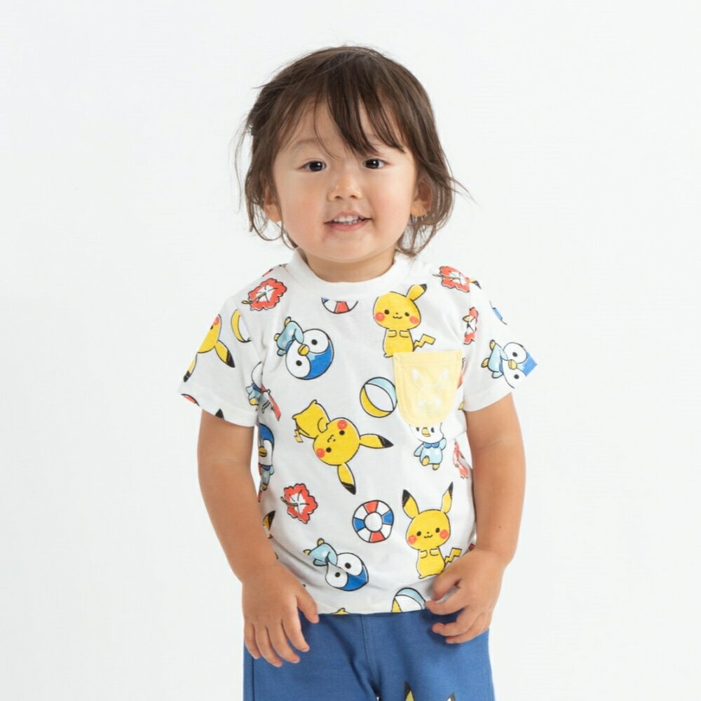 monpoke モンポケ 半袖Tシャツ 総柄(ナチュラル×90cm)のサムネイル