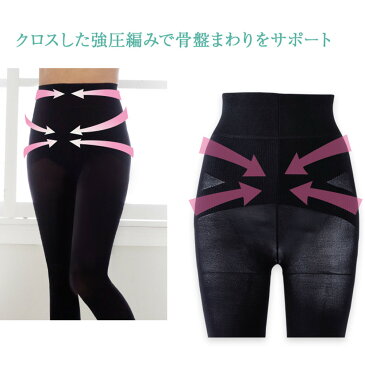 骨盤シェイプ 着圧産後レギンス(ブラック×L-LL)