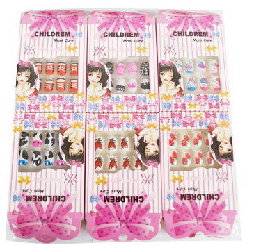 【ネイルチップ】【メール便可】かわいいネイルセット(箱入り) 12個セット【おもちゃ グッズ 女の子 セット おしゃれ 爪用接着剤付属 付け爪 かわいい 簡単 まとめ買い ランチ景品 景品 おまけ 販促品 子供 子ども キッズ キッズネイル チップ】