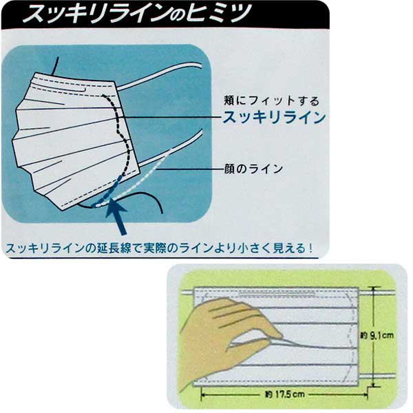 【使い捨てマスク】【セット】見た目スッキリカラーマスク 男女兼用サイズ ホワイト 5枚 10セット（50枚）
