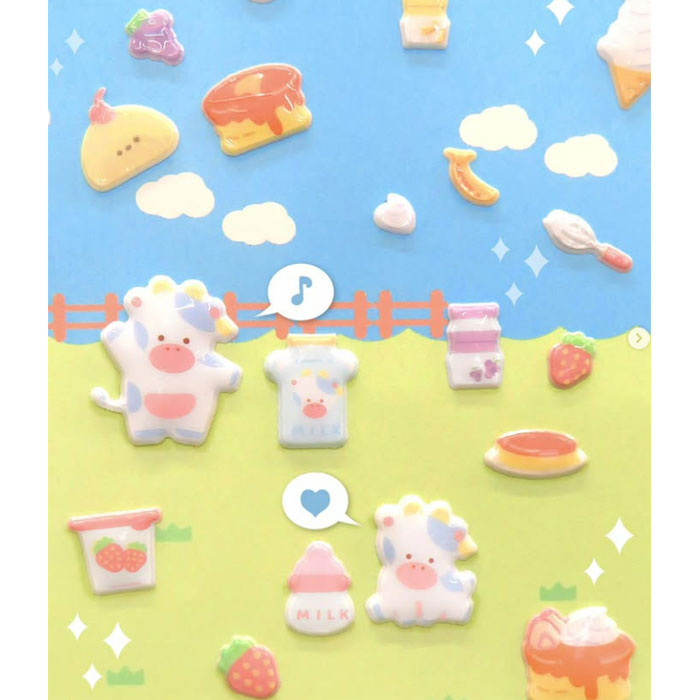 【シール】【メール便可】Kyowa ステッカー ぷくぷく 乳製品柄 日本製 toytoifactory-10028775 トイトイ【おもちゃ 景品 雑貨店】 サンプル画像2