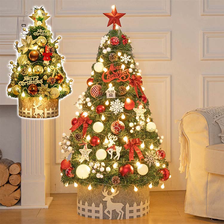 送料無料 クリスマスツリー オーナメント付き LED付き 約90cm ツリー オーナメント 誕生日 飾り付け 室..