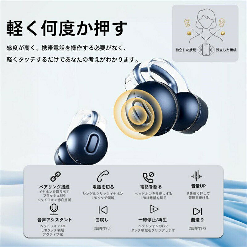 ワイヤレスイヤホン 耳掛け式 Bluetooth 5.3 片耳 両耳 小型 軽量 Android iPhone ...