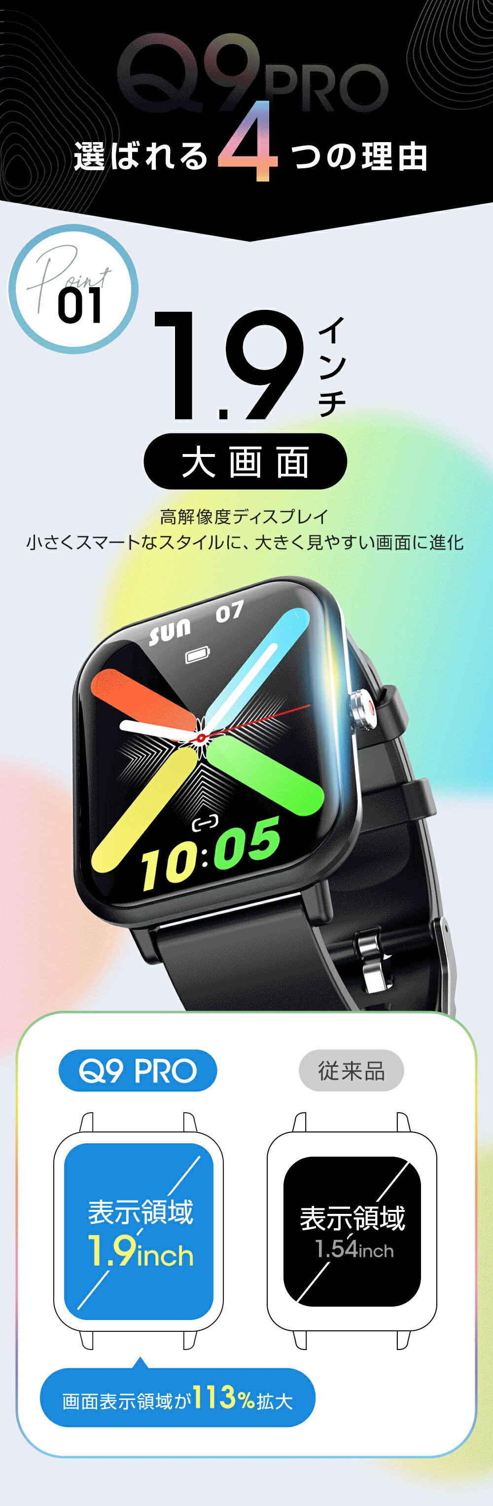 スマートウォッチ レディース 1.9インチ超大画面 心拍数 腕時計 睡眠記録 24時間健康管理 歩数記録 スマートウォッチ メンズ レディース IP68防水 GPS連携 Line 着信通知 Semiro 睡眠記録 送料無料