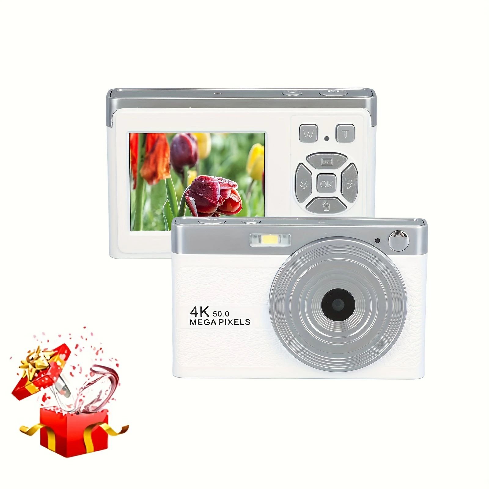 デジタルカメラ 小型ポータブル 1080P デジタル Vlog カム 2.2 インチ IPS LCD スクリーン高美容カメラ、フラッシュ付きモバイル検出 旅行 ギフト Vlog および生活記録に一般的 初心者 カメラ 女の子 男の子 プレゼント 小学生 子供 誕生日