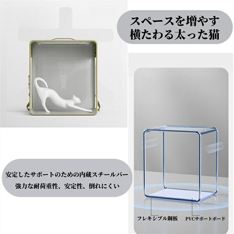 ペットキャリーバッグ ーカートタイロッド付き マッ 猫キャリーリュック ペットキ...