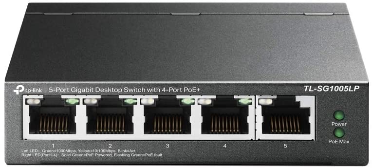 TP-Link スイッチングハブ 5ポート PoE (4ポートPoE 各30Wまで) 合計40W対応 5年保証 TL-SG1005LP