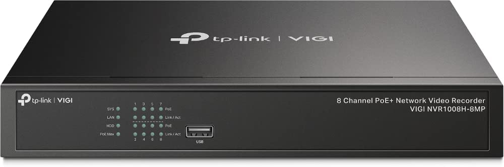 TP-Link VIGI 8`l PoE+ Ή lbg[N rfI R[_[ X}[gtH Av Ή ĎVXe H.265+ ONVIF  [J[ۏ3N NVR1008H-8MP