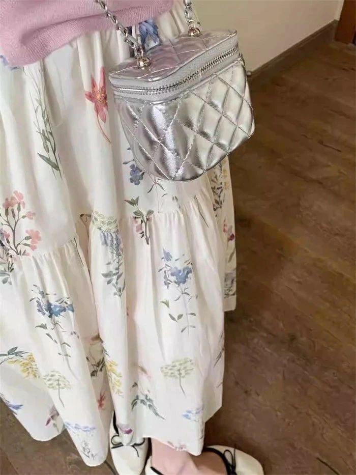JJ STORE楽天市場店の花柄フレアスカート レディース ロングスカート ミモレ丈 春夏 ウエストゴム 大きいサイズ ゆったり 体型カバー ひんやり｜アングル2