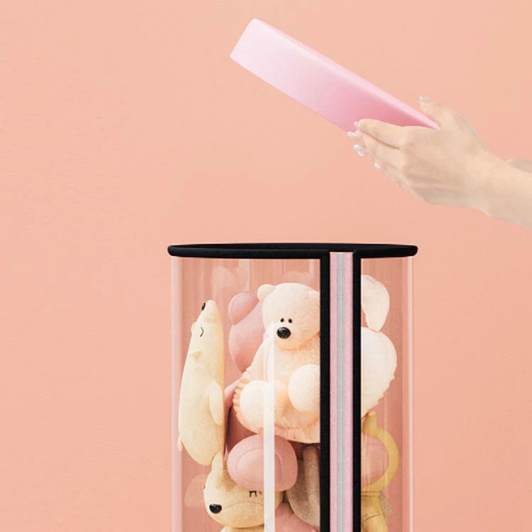 ぬいぐるみ収納ケース 透明円柱 取り出しやすい 蓋付き ファスナー 防塵 収納チューブ ディスプレイケース DIY [3]