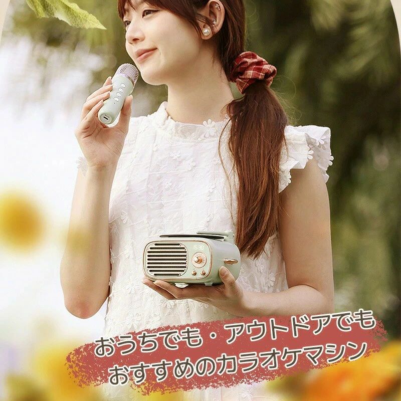 JJ STORE楽天市場店のカラオケセット マイク付2本き 充電式 高音質 家庭用 カラオケセット Bluetooth対応 USB カラオケ 機器 マイク スピーカー 自宅 歌 練習 TF USB AUXに対応 パーティー カラオケ｜アングル2