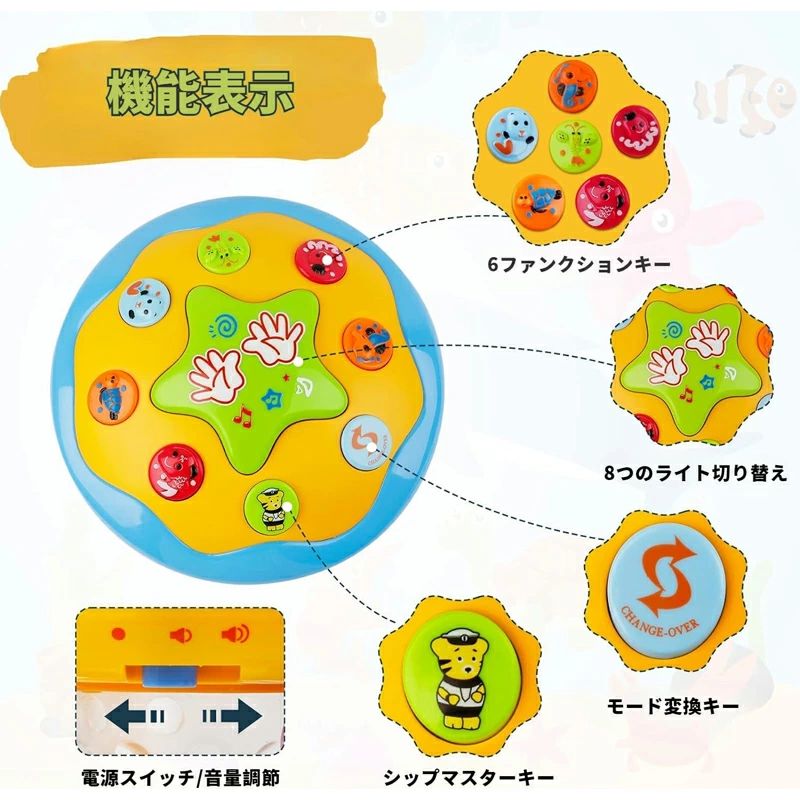 子供楽器ドラムおもちゃ人気 - 音楽学習初期の教育玩具 - 海回転ライトアップ子供のおもちゃ、音量調整可能 少年 のための音楽のおもちゃ早期知育玩具 運動技能玩具 室内 屋外 玩具 プレゼント クリスマス 3