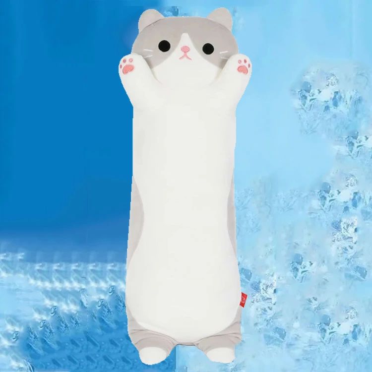 ひんやりクッション ぬいぐるみ ネコ 猫おもちゃ かわいい 抱き枕 抱きまくら 添寝枕 ねこぬいぐるみ 子供部屋 特大 動物 冷感 快眠 アイスシルク 横向き寝 キッズ ねこ [3]