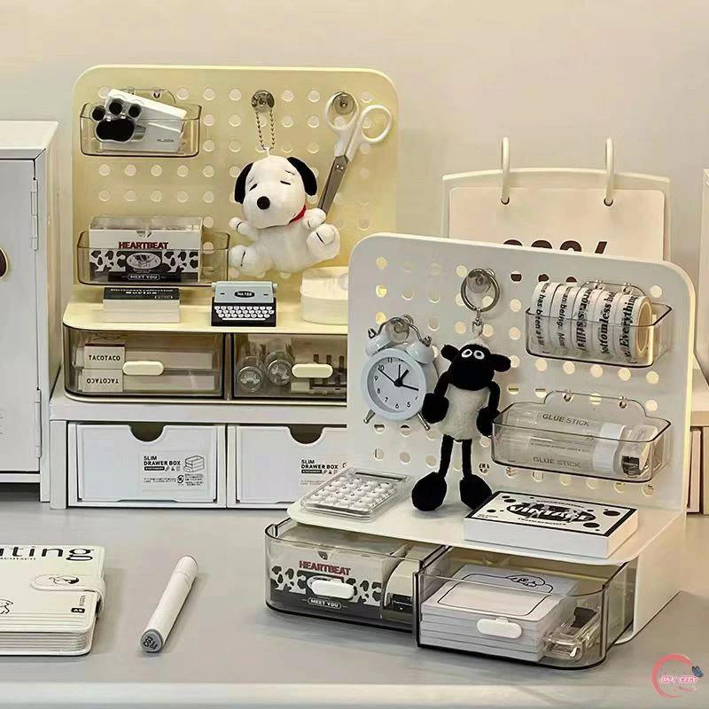 机の穴の板の棚、机の文房具の収納、引き出し式の収納、省空間の設計、多機能の収納棚、安定して揺れな..