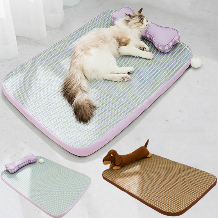 ペット マット ネコ べッド 夏用 暑さ対策 ペット 寝具 猫用品 猫の夏対策 ベッド 枕付き マット 可愛い 猫 マット ひんやり 接触冷感 猫 小型犬 中型犬 イヌ ネコ ペットベッド 下敷き むしろ ネコ ペット ござ 涼しげ 真夏 暑さ対策 熱中症対策 海外通販