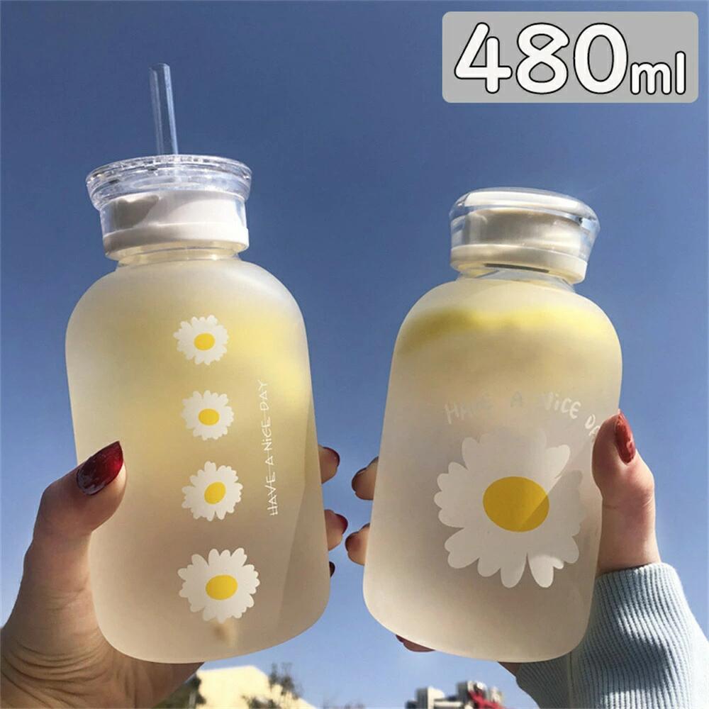 【送料無料】フルグラスタンブラー 水筒 ガラスボトル 耐熱ガラス製 クリアボトル 蓋付き インスタ映え..