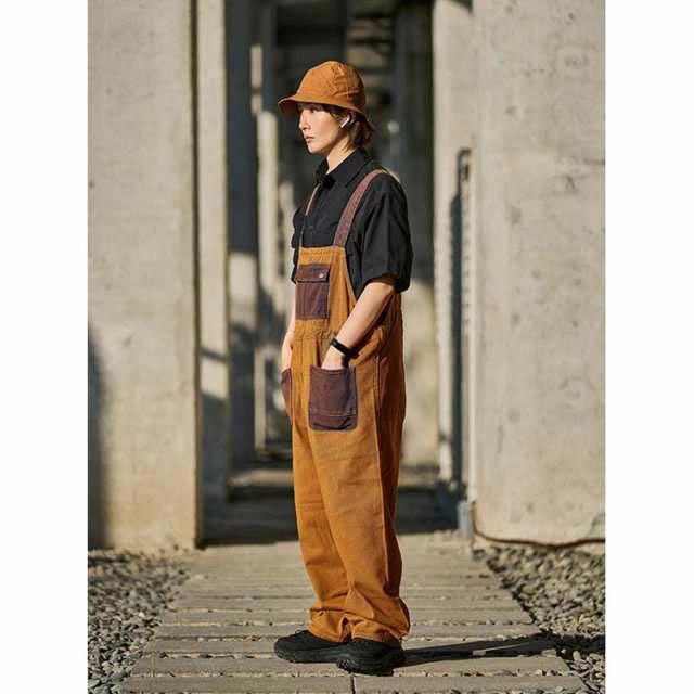 オーバーオール サロペット メンズ レディース ユニセックス つなぎ 無地 デニム 作業着 ジーンズ 大きいサイズ 大きめ シンプル アメカジ 男女兼用 かわいい おしゃれ 古着テイスト 春秋 秋冬 秋 ブラウン系