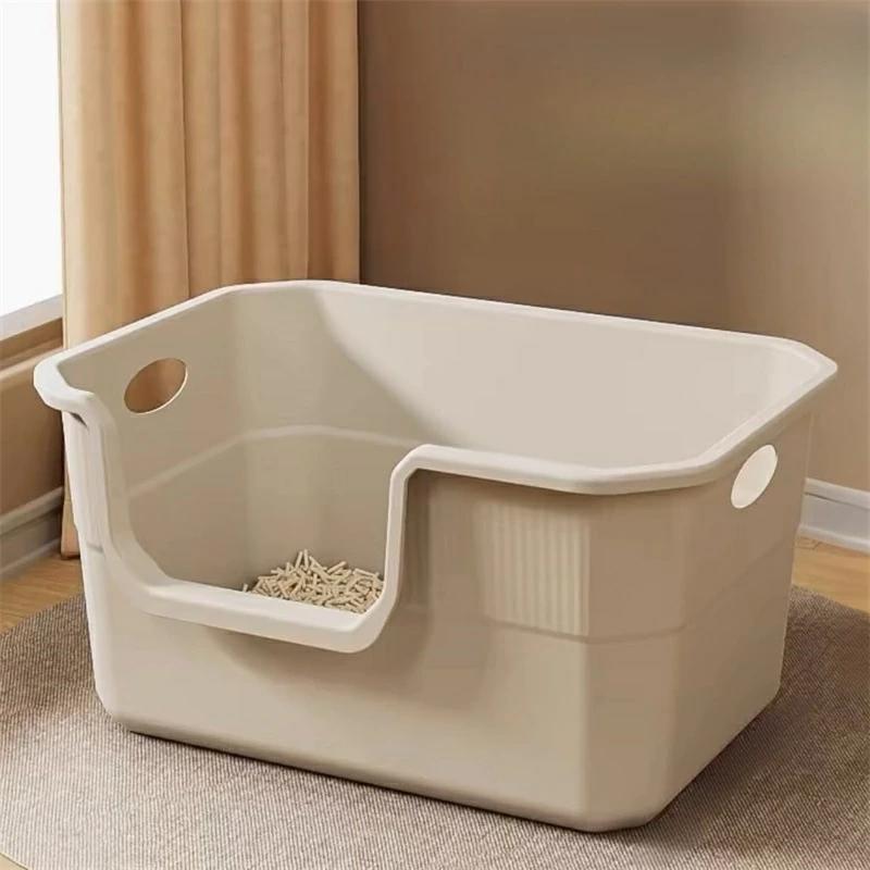 猫用トイレ 大型 オープンタイプ 大きい猫 多猫 トイレ本体 簡単掃除 清潔 飛散防止 一体成形 幅42×奥2..