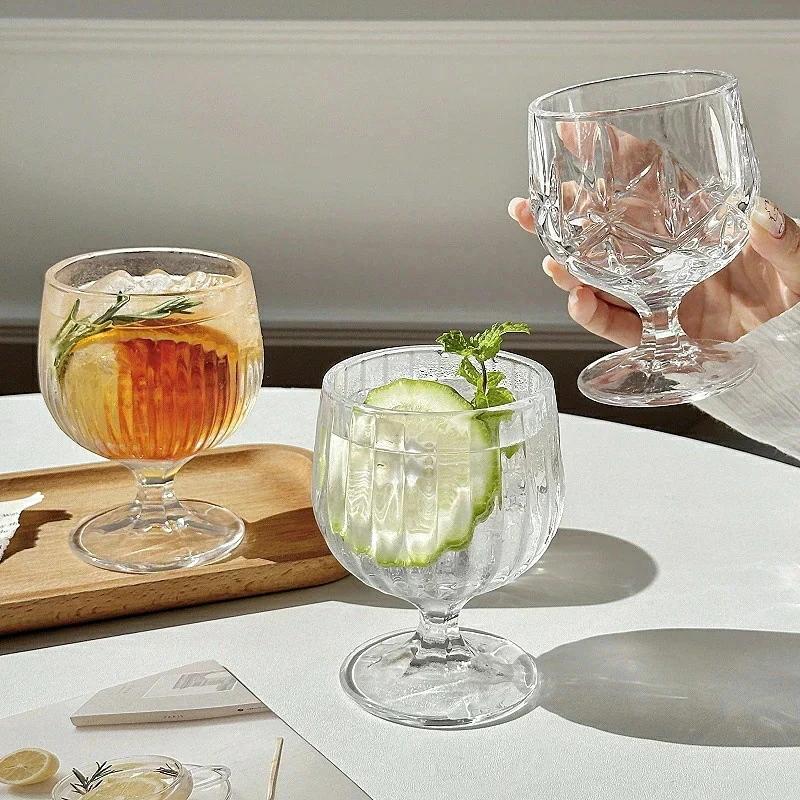 おしゃれ 気質 小さなフランスのゴブレットレトロ家庭用女性ジュースカップワイングラスウォーターカップ