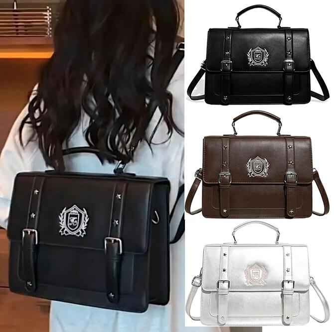 3way ショルダー 手提げ リュックサック レトロ JKバッグ リックサック リュックサック スクールバッグ 撥水加工 多機能バッグ デュアルショルダー シングルショルダー クロスボディ ハンドキャリー ミリタリー イギリス風 可愛い 通学 通勤 高校生