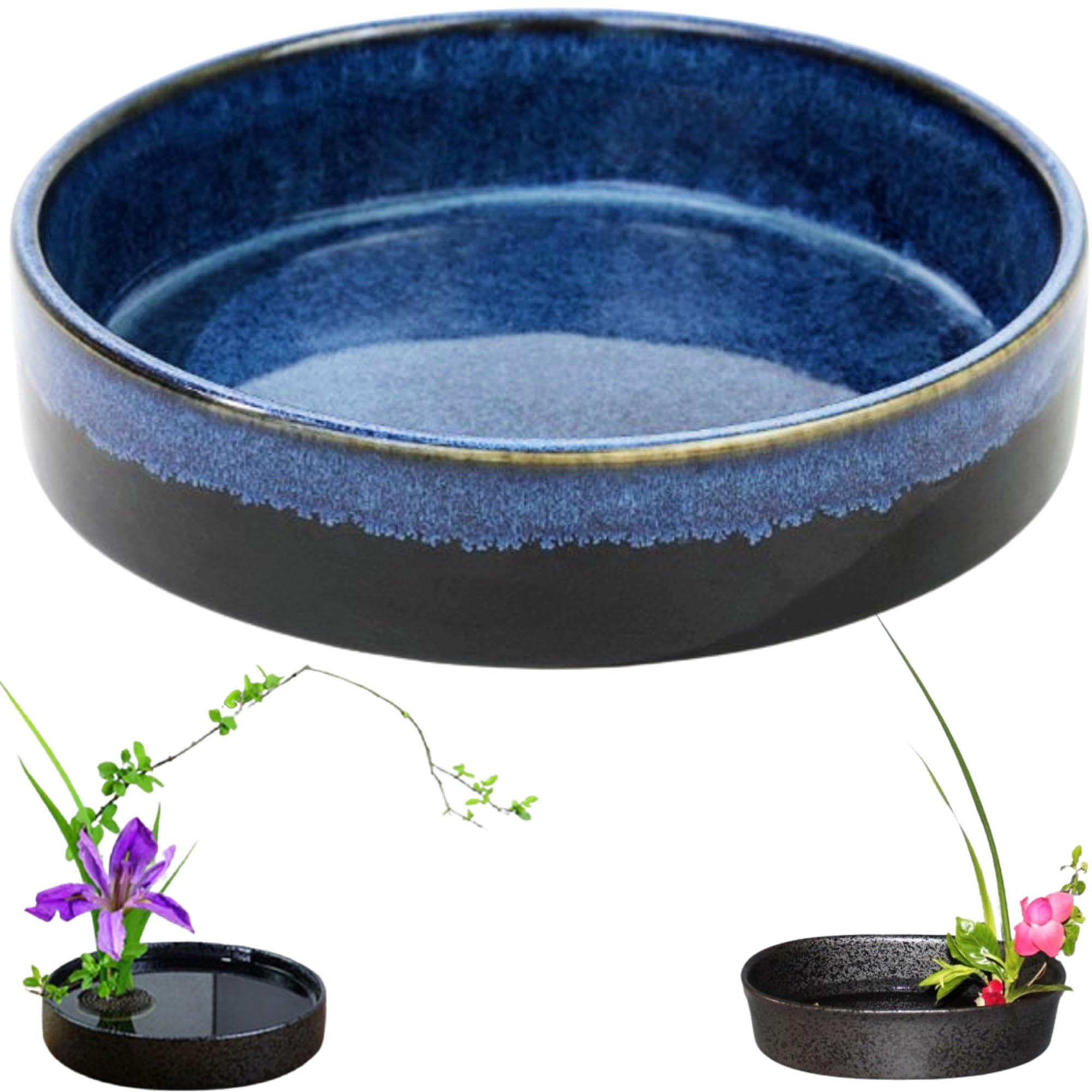 生花用の花器 華道 花器 花瓶 フラワーアレンジメント 生け花 生け花用花器 陶器花入れ いけばな道具 華道用花器 生け花花器 花材 紺 黒 明暗