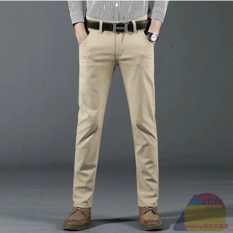 チノパン カラー メンズ ややストレッチ チノ ストレート カジュアルパンツ ボトムス 綿 コットン 無地 綿パン 黒 ベージュ