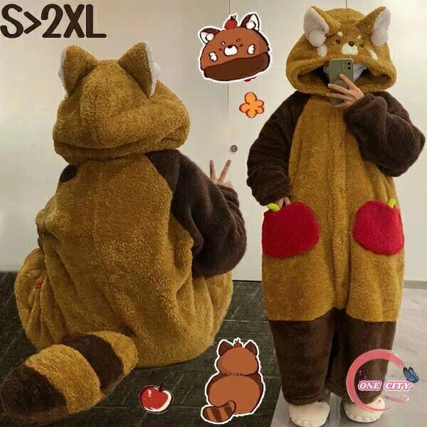 ルームウェア もこもこ パジャマ 冬 長袖 ナイトガウン 着る毛布 レッサーパンダ 大きいサイズ 前開き フード付き 寝巻き 部屋着 暖かい あったか 着ぐるみ モコモコ 大人用 ふわふわ 動物 レディース 女性用 ガウン かわいい 可愛い ギフト プレゼント