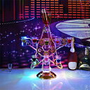 五芒星テキーラ観覧車 LED酒ボトルの表示棚 五芒星 LED酒グラス収納ラック 充電式 LED酒ボトルの表示棚 カクテルグラスの棚 カクテルグラスホルダー カラフル光 パーティ 開店祝い 開店 カップホルダバー ホテル KTV ナイトクラブ ワイングラス別売り