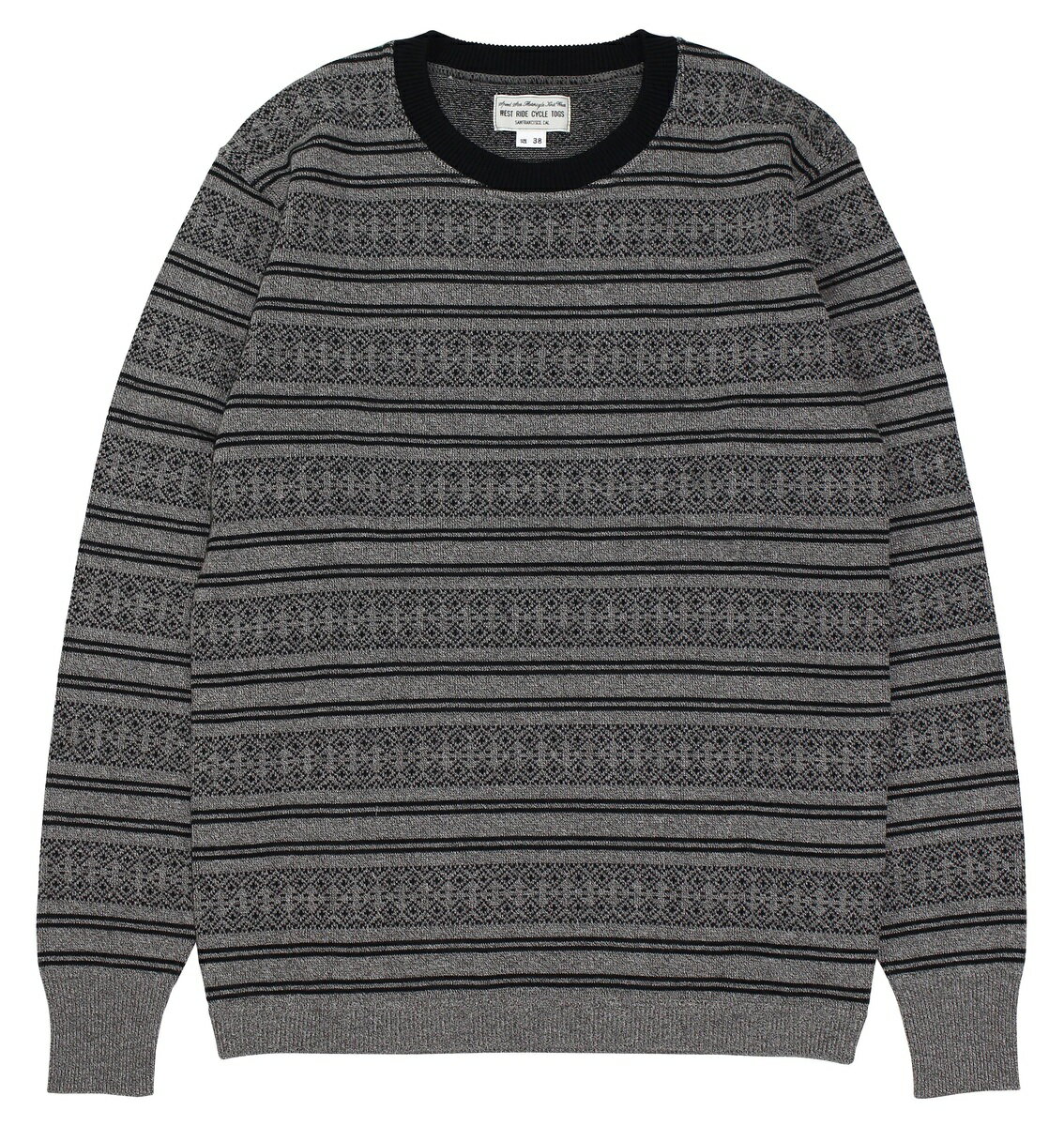 WESTRIDE -CLASSIC MULTI BORDER L/S SWEATER- GRY×BLK size.36,38,40,42,44