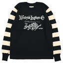 ウエストライド トップス メンズ レディース ヘビーボーダースリーブロングTシャツ ブラック×クリーム