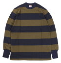 FREEWHEELERS CO. HORIZONTAL STRIPED SET-IN LONG SLEEVE T-SHIRT 2325026 OLD NAVY×GRAY KHAKI size.S,M,L,XL,XXL