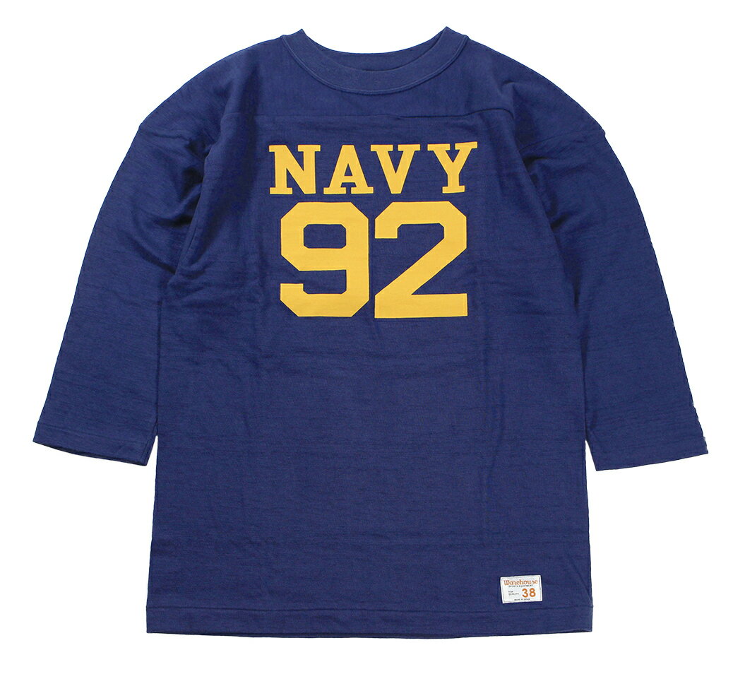 WAREHOUSE & CO. ["Lot 4063 7分袖フットボールT NAVY 92" ネイビー size.36,38,40,42]