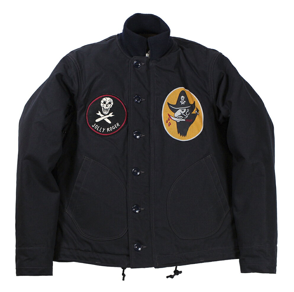 FREEWHEELERS & CO. ["KNUCKLE BONES" on "AAF 90thBG 400thBSQ" CIVILIAN DECK JACKET #2531004 DARK NAVY size.34,36,38,40,42,44]
