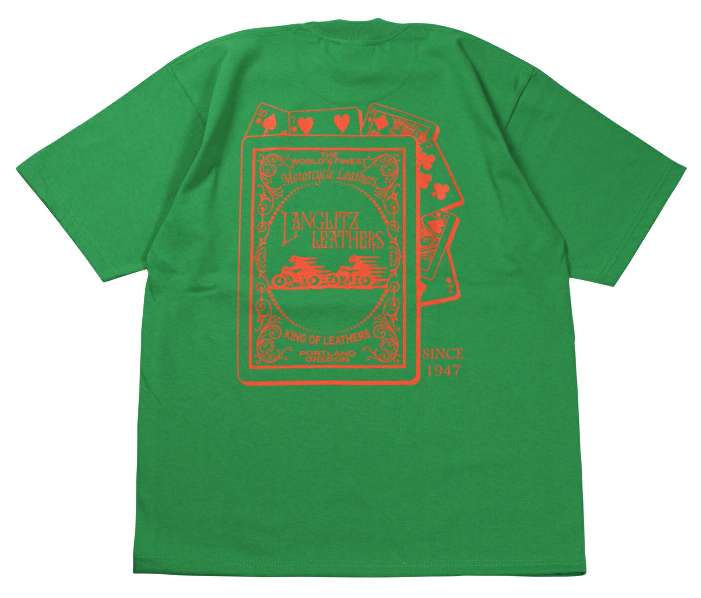 Langlitz Leathers -S/S Tee type LL284- K.GREEN×ORANGE size.S,M,L,XL