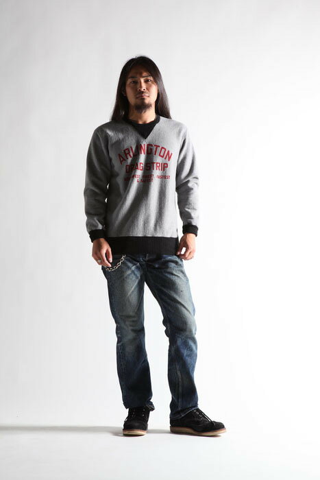 WESTRIDE [-HEAVY WEIGHT FRONT V SWEAT 2-TONE- H.GRY×BLK size.36,38,40,42,44]