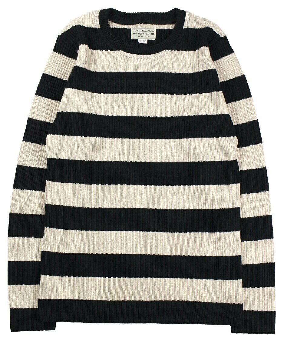 WESTRIDE -CLASSIC RIB BORDER SWEATER- BLK×IVORY size.34,36,38,40,42,44