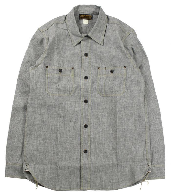 FREEWHEELERS CO. Neal SHIRT 2313102 WHITE PEPPER CHAMBRAY size.14,15,16,17,17 1/2