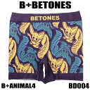 メール便発送 大きいサイズ M-LL B+BETONES ビー+ビトーンズ B+ANIMAL4 伸縮 ボクサーパンツ 前閉じ メンズ プレゼント ゴム BD004 34inch-43inch 吸汗速乾