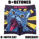 メール便発送 大きいサイズ M-LL B+BETONES ビー+ビトーンズ B+WITH CAT 伸縮 ボクサーパンツ 前閉じ メンズ プレゼント ゴム BWCA001 34inch-43inch 吸汗速乾