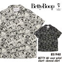 BETTY BOOP ベティ・ブープ 半袖 シャツ 851940 総柄 オープンカラー 胸ポケット ベティちゃん メンズ レディース ゆったり