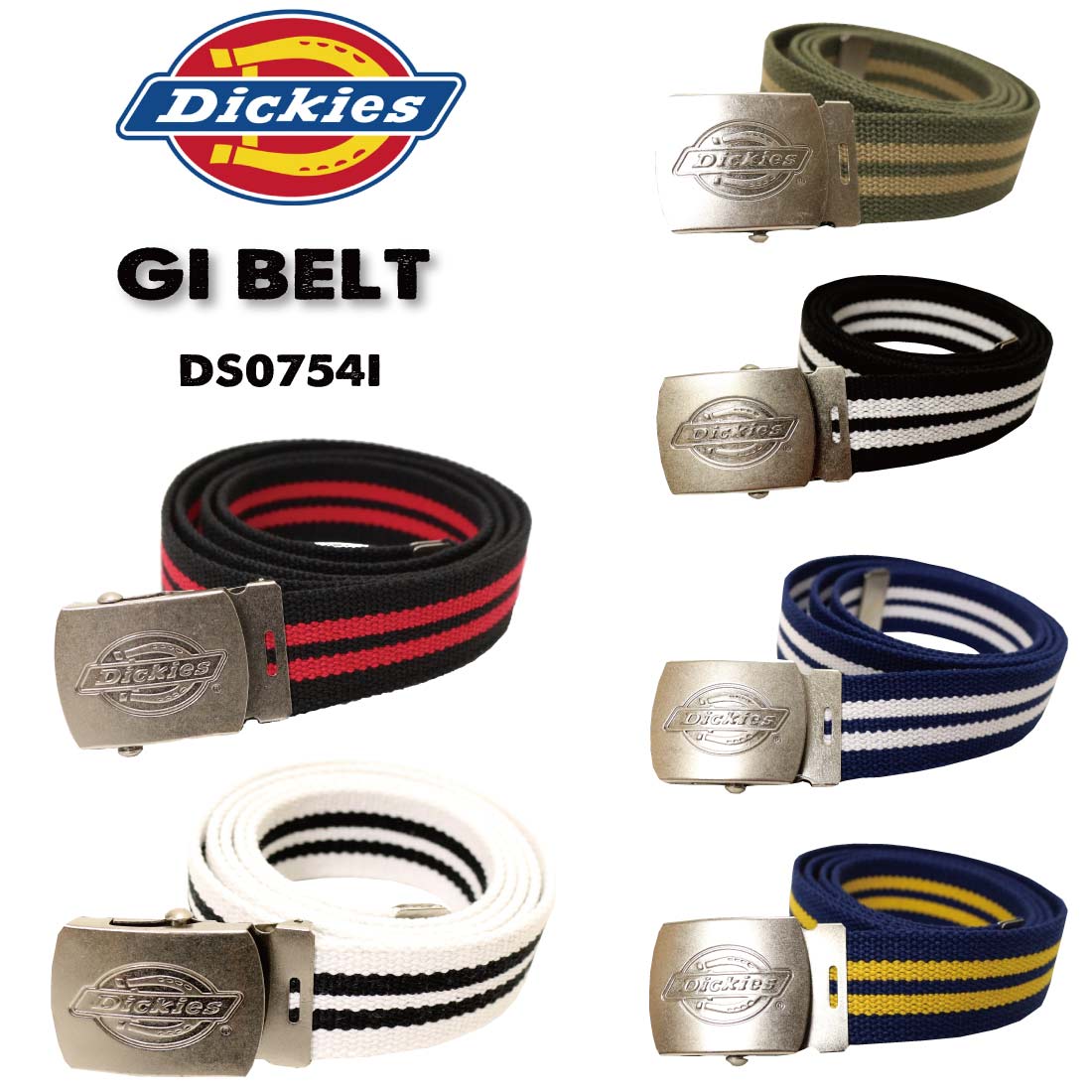 楽天jeans trad blueメール便発送 Dickies ディッキーズ ロゴバックル GIベルト 2ラインGIベルト ガチャベルト GI BELT DS0754I ストリート メンズ ユニセックス