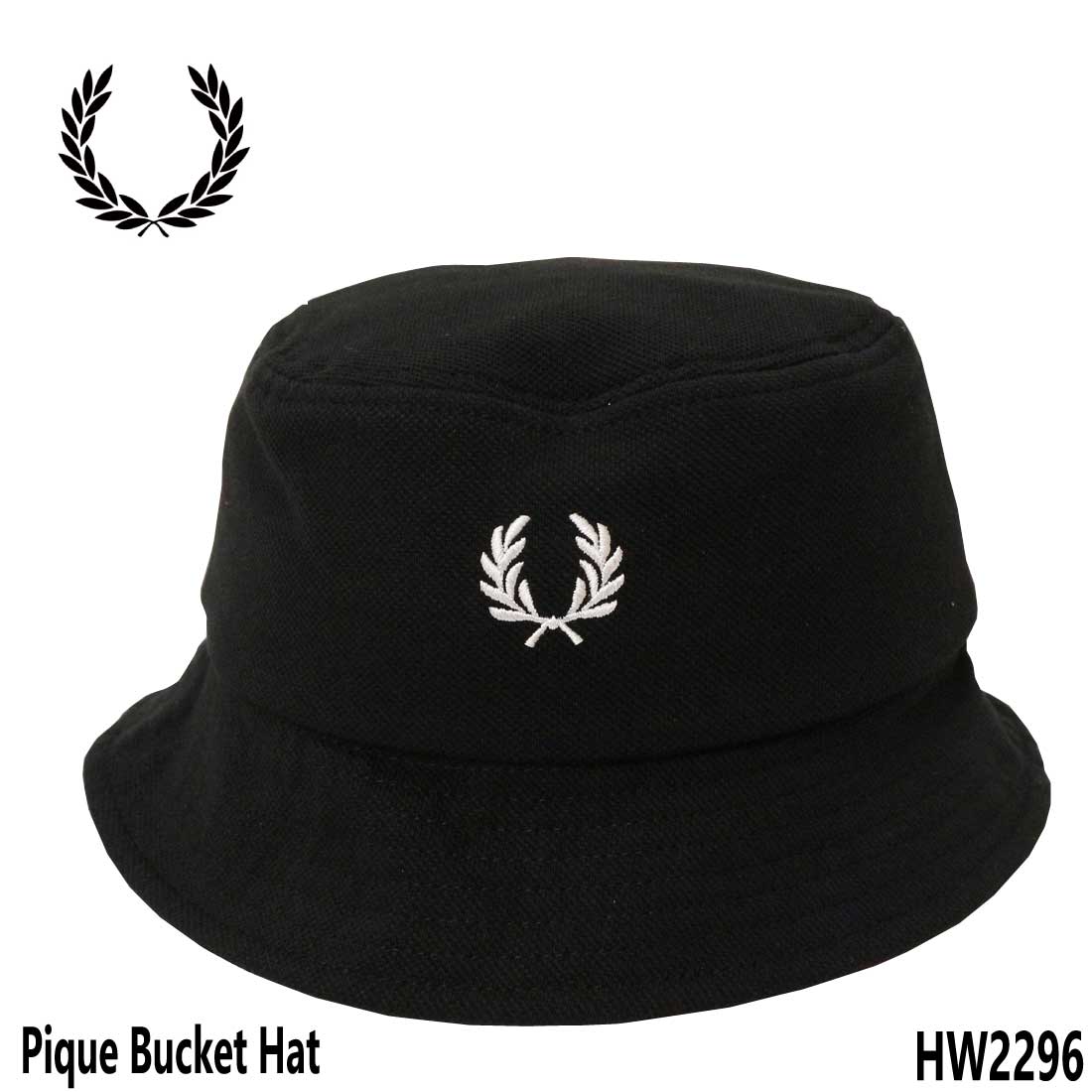 樂天商城 - FRED PERRY フレッドペリー 帽子 ハット HW2296 Pique Bucket Hat ローレルリース ロゴ 刺繍 綿100% 正規販売店 メンズ レディース