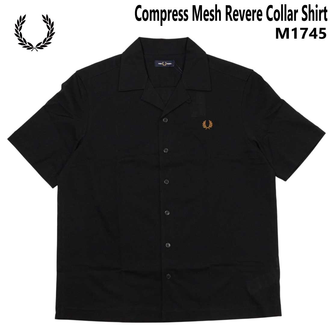 FRED PERRY フレッドペリー 半袖 シャツ Compress Mesh Revere Collar Shirt M1745 半袖シャツ無地 ロゴ ワンポイント 正規販売店 ストレッチ