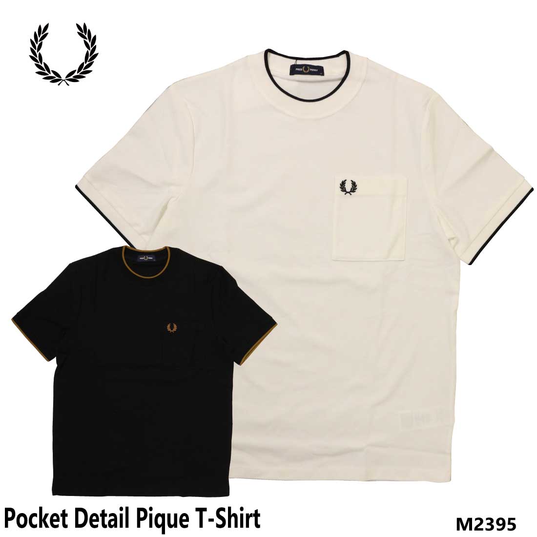 樂天商城 - FRED PERRY フレッドペリー 半袖 Tシャツ Pocket Detail Pique T-Shirt M2395 ポケットTシャツ 鹿の子素材 メンズ クルーネックTシャツ