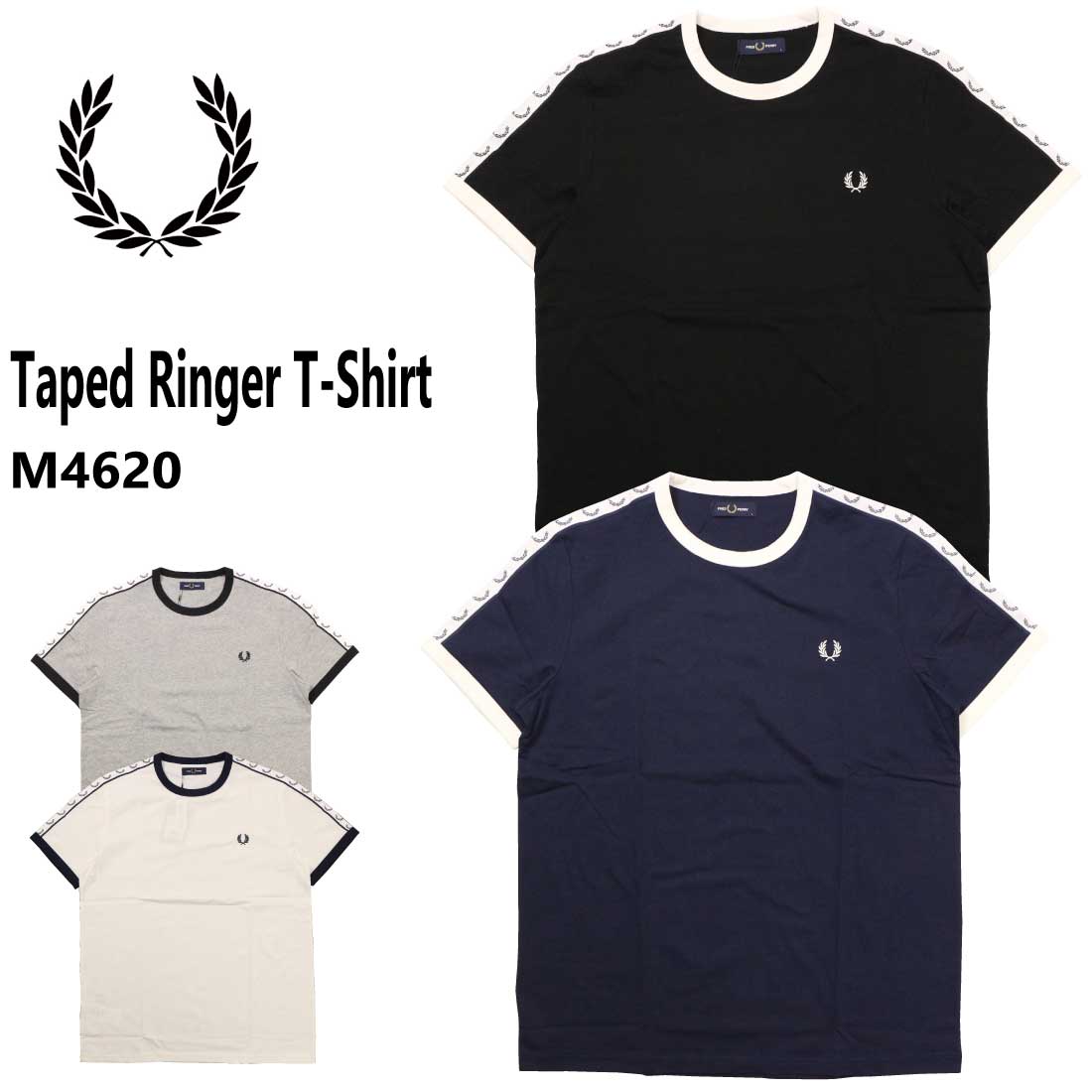 フレッドペリー Tシャツ メンズ メール便発送 FRED PERRY フレッドペリー 半袖 Tシャツ Taped Ringer T-Shirt M4620 リンガーTシャツ メンズ クルーネックTシャツ