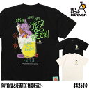 メール便 発送 go slow caravan ゴースローキャラバン 半袖 Tシャツ 342610 RAY綿 猫と麦酒 TEE 無限麦酒2 プリント 猫 メンズ(4)